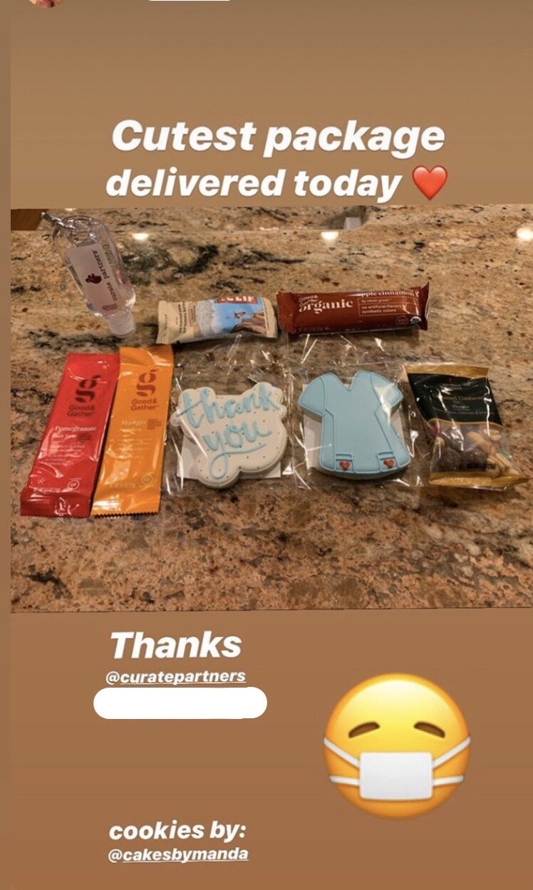Social media thank you for care package